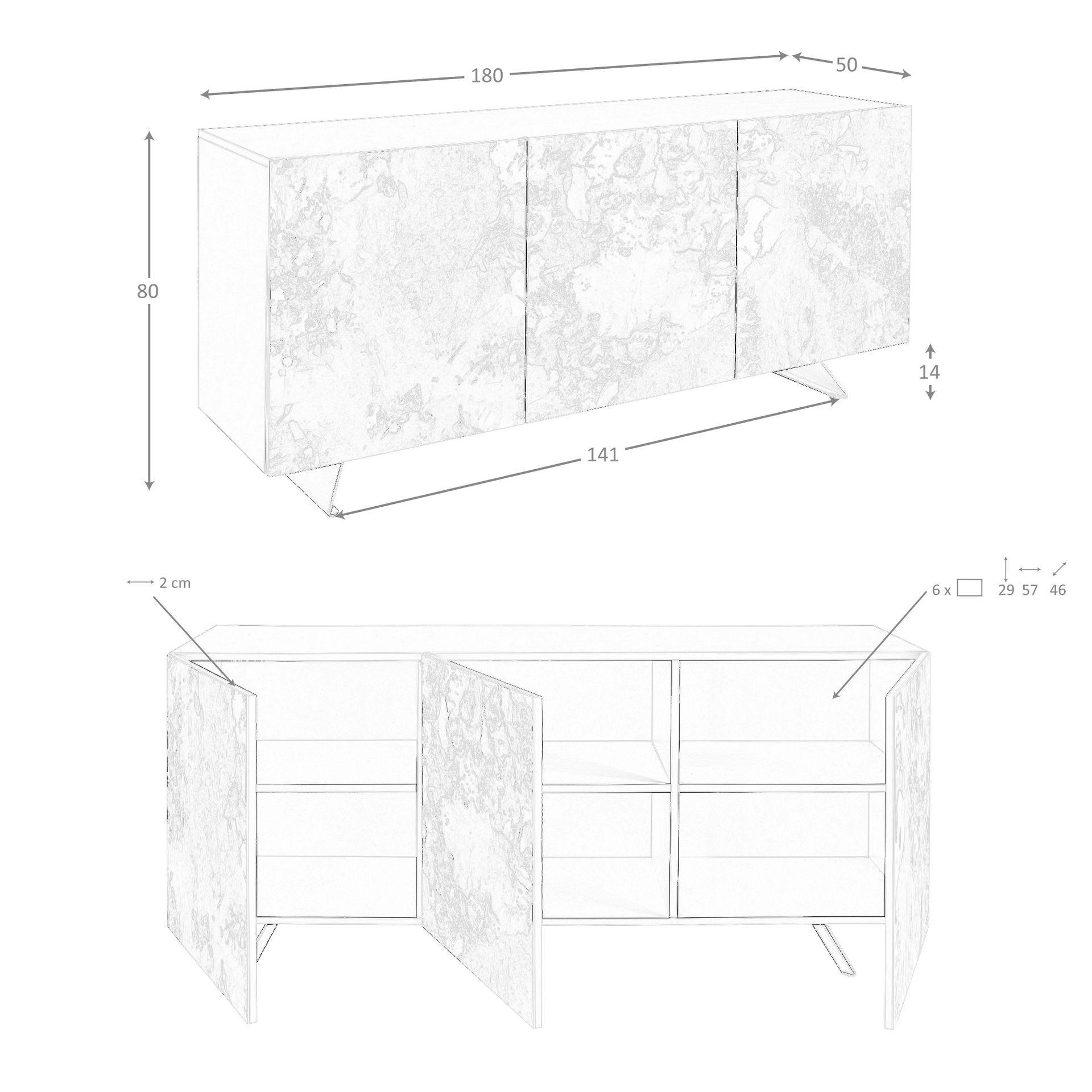 ANGEL CERDA Buffet en bois taupe métallisé  