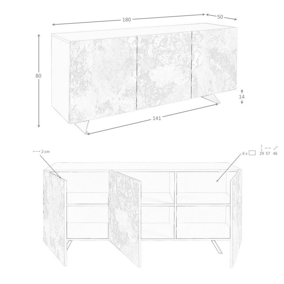 ANGEL CERDA Buffet en bois taupe métallisé  