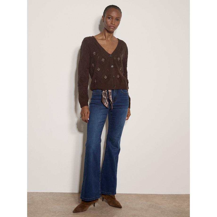 APRICOT Cardigan Pointelle losanges floraux  
