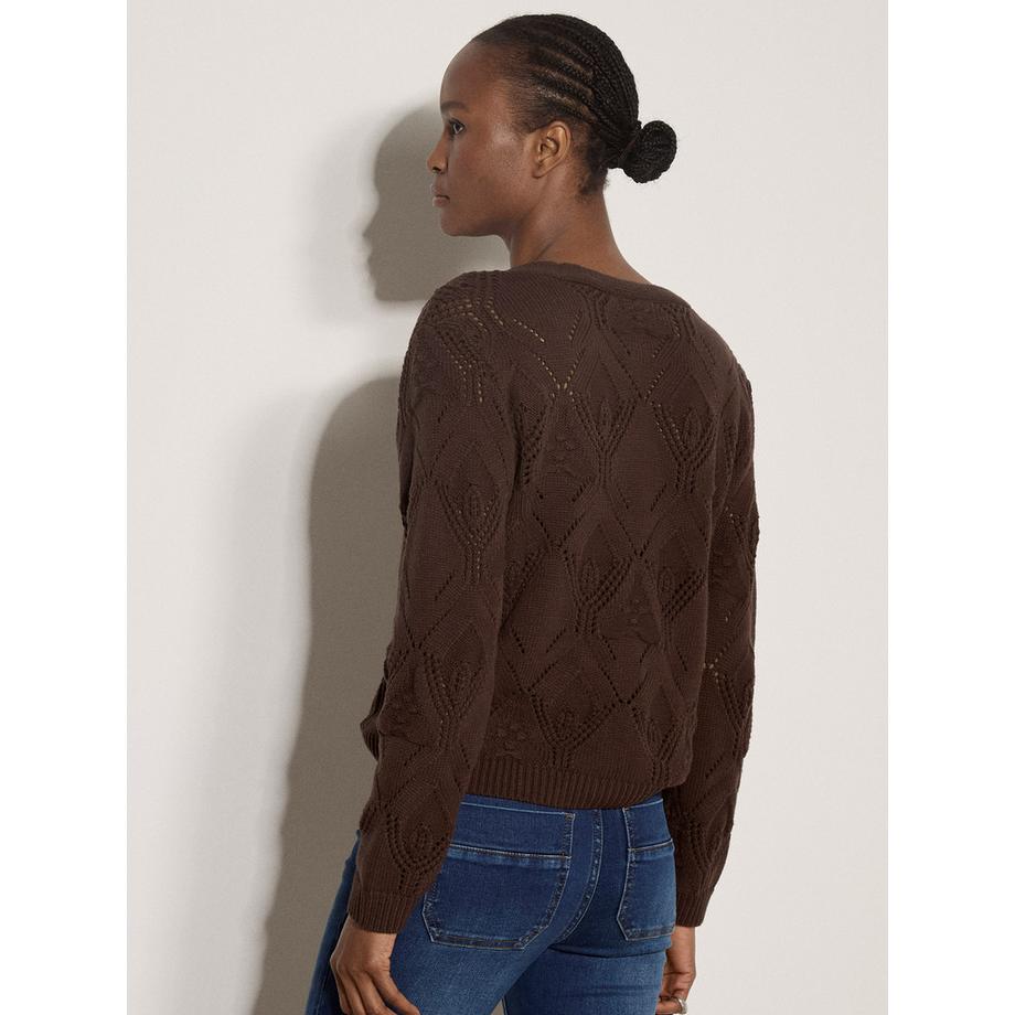 APRICOT Cardigan Pointelle losanges floraux  