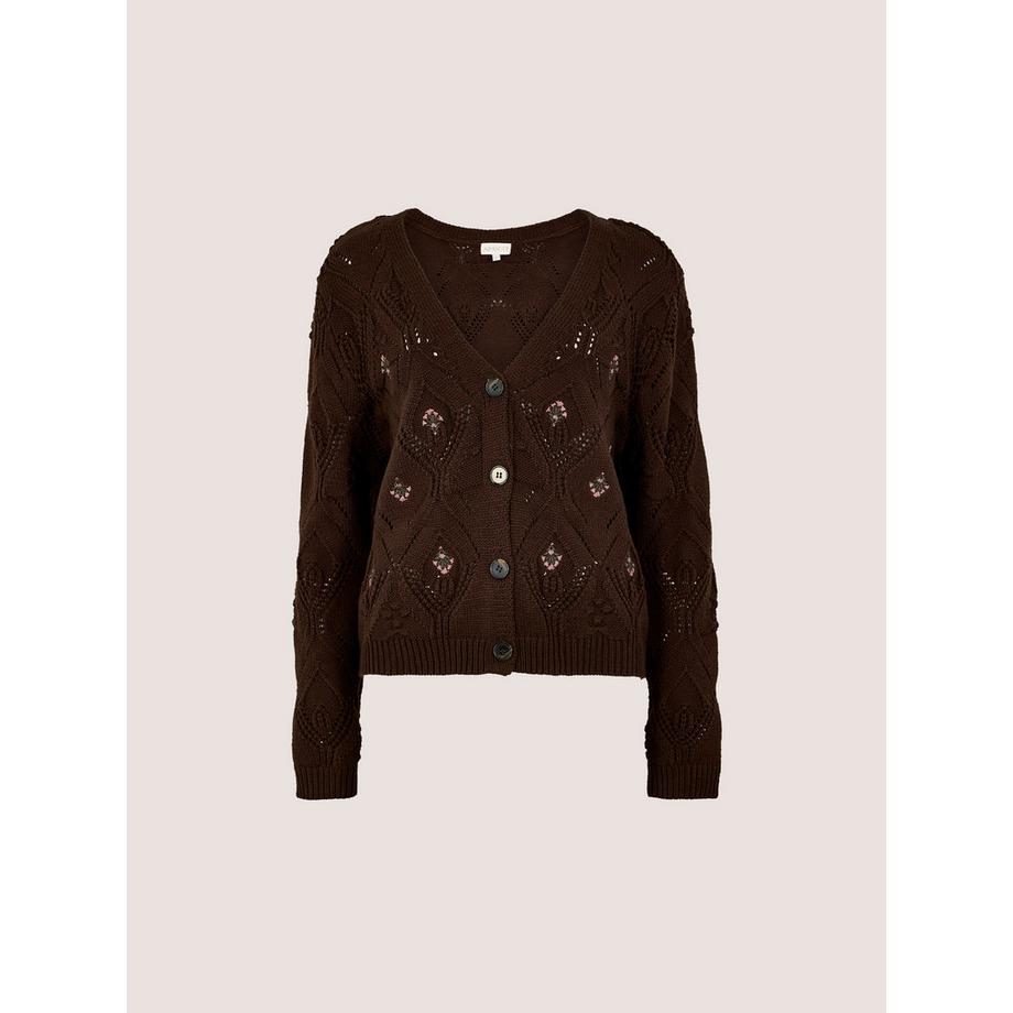 APRICOT Cardigan Pointelle losanges floraux  