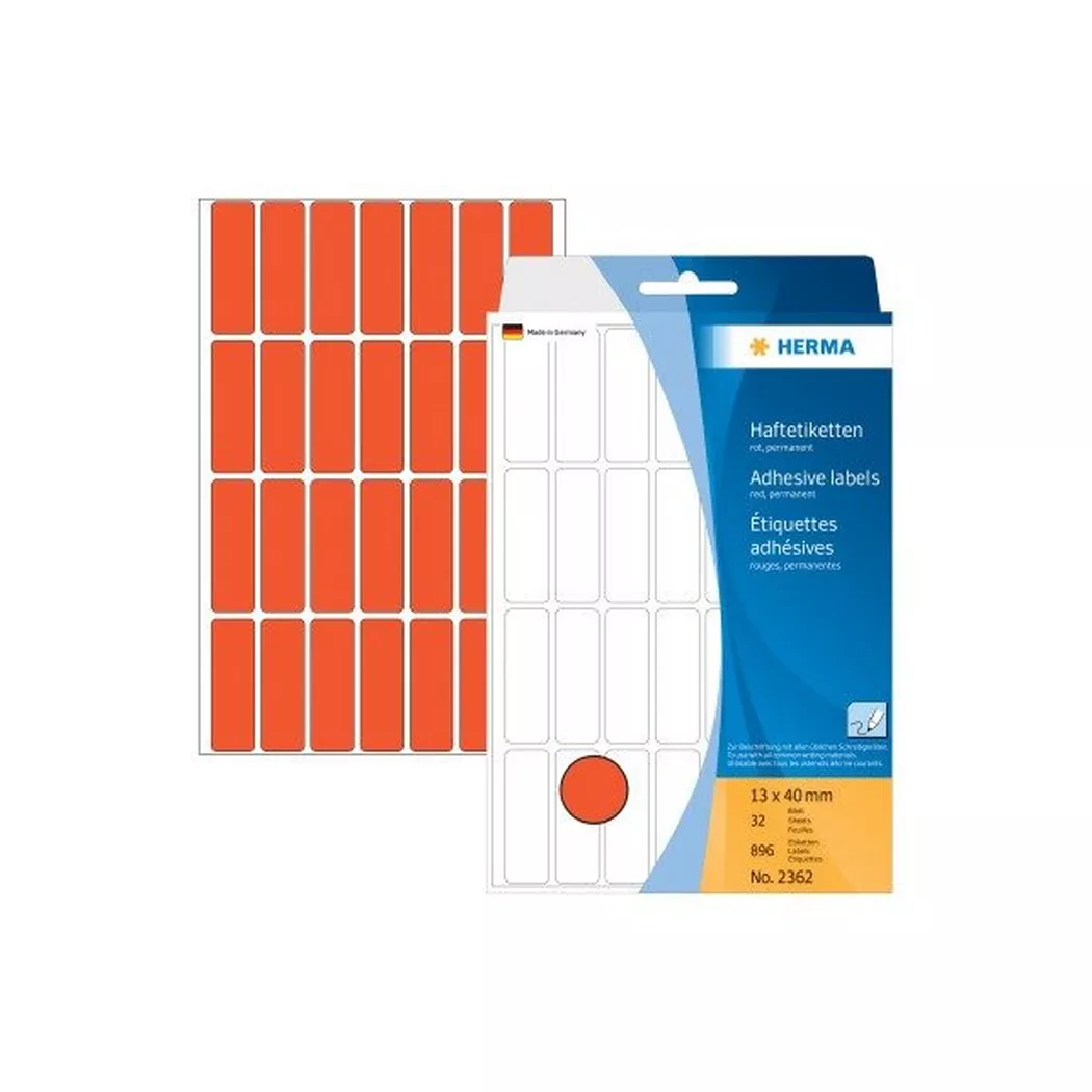 HERMA – Etiketten 13×40mm 2362 rot 896 Stück, One Size