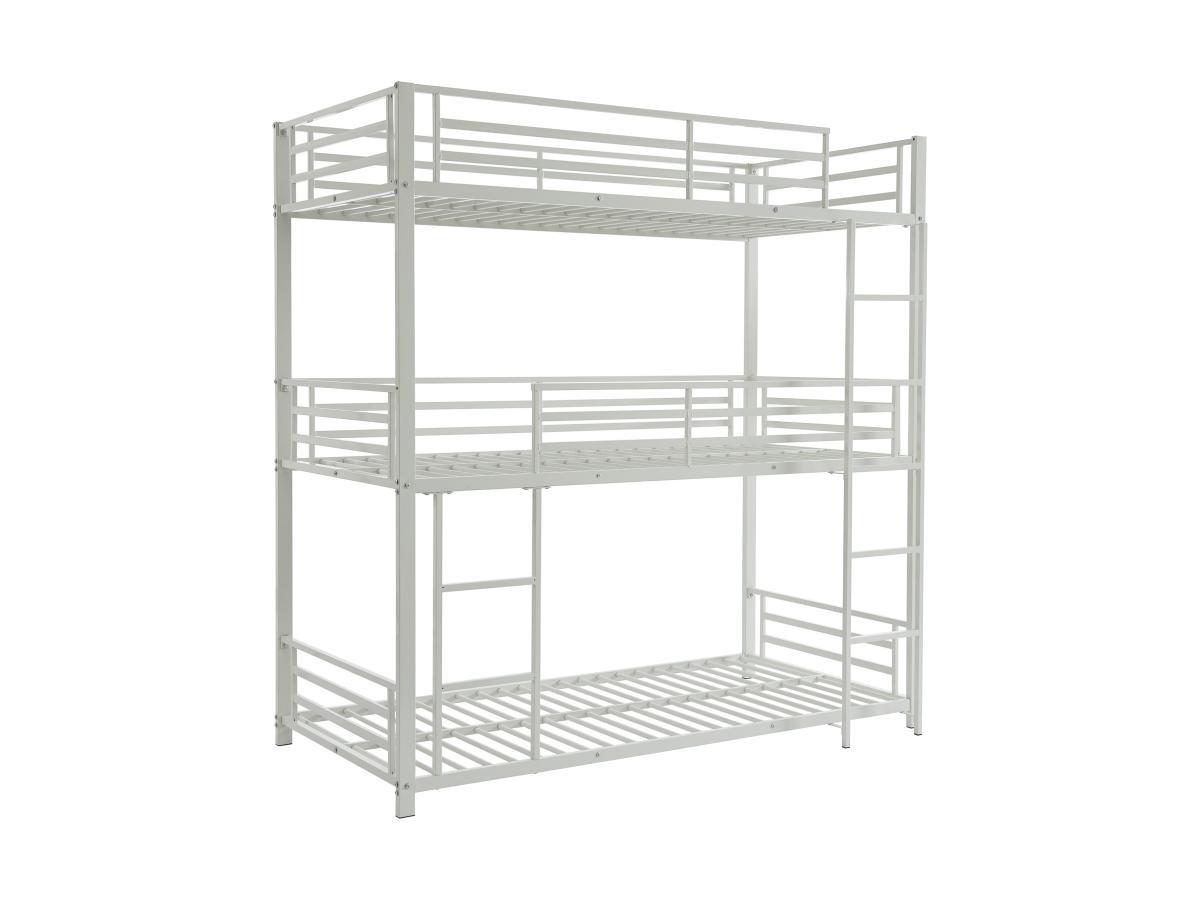 Vente-unique Etagenbett - 3 Personen - 3 x 90 x 190 cm - Metall - Weiß - ELOUAN III  