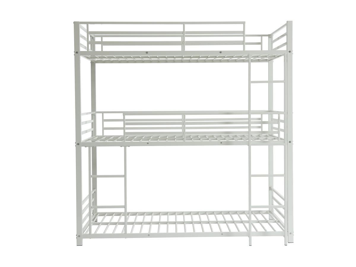 Vente-unique Letto a castello triplo 3 x 90 x 190 cm Metallo Bianco - ELOUAN III  