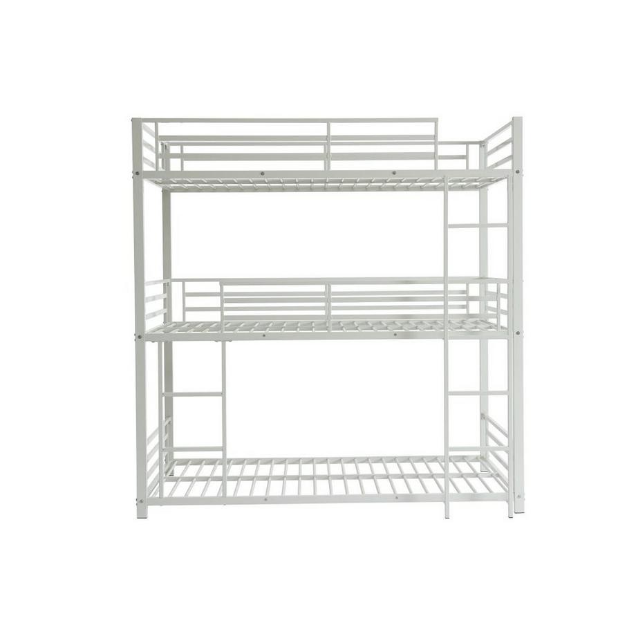 Vente-unique Lits superposés triple 3 x 90 x 190 cm - Métal - Blanc - ELOUAN III  