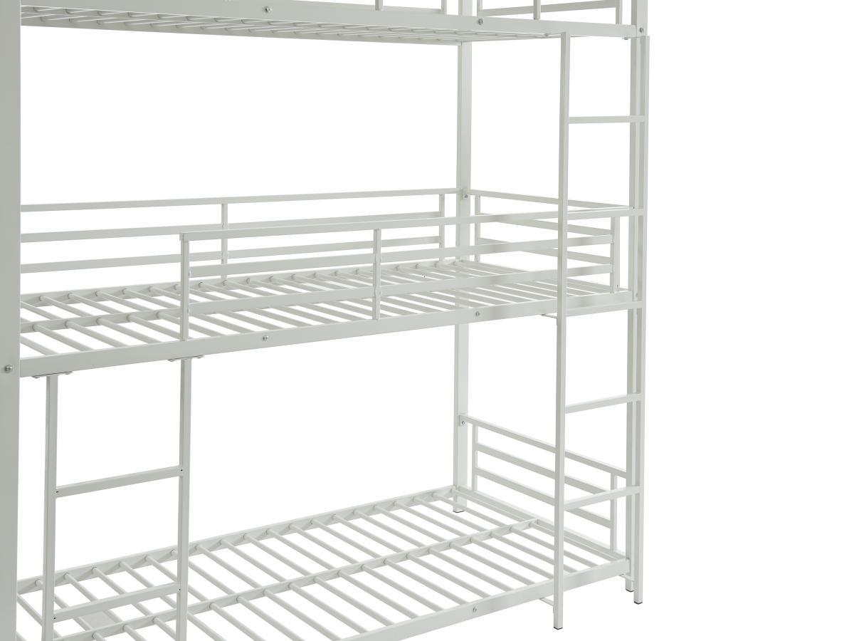Vente-unique Etagenbett - 3 Personen - 3 x 90 x 190 cm - Metall - Weiß - ELOUAN III  