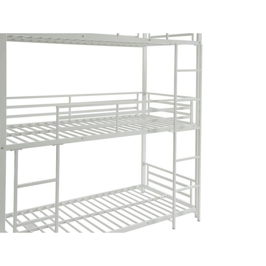 Vente-unique Lits superposés triple 3 x 90 x 190 cm - Métal - Blanc - ELOUAN III  