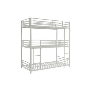 Etagenbett - 3 Personen - 3 x 90 x 190 cm - Metall - Weiß - ELOUAN III