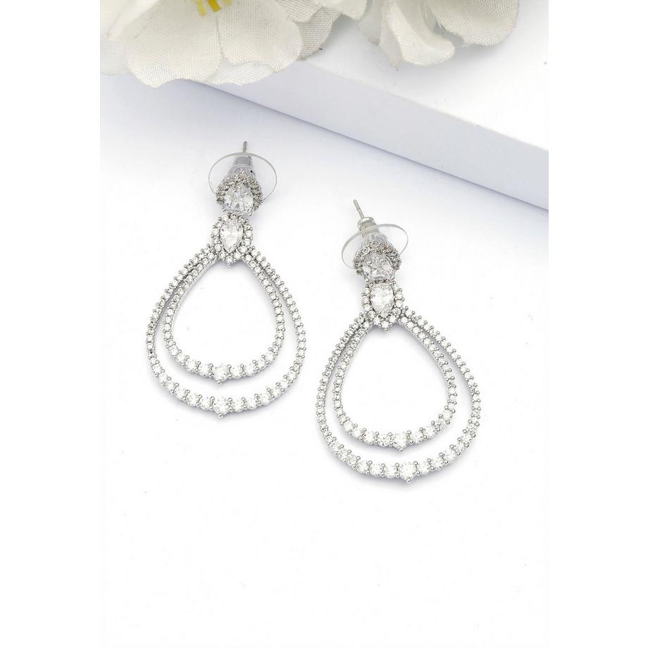 AVANT-GARDE PARIS  Silberne Doppel-Creolen-Hängeohrringe 