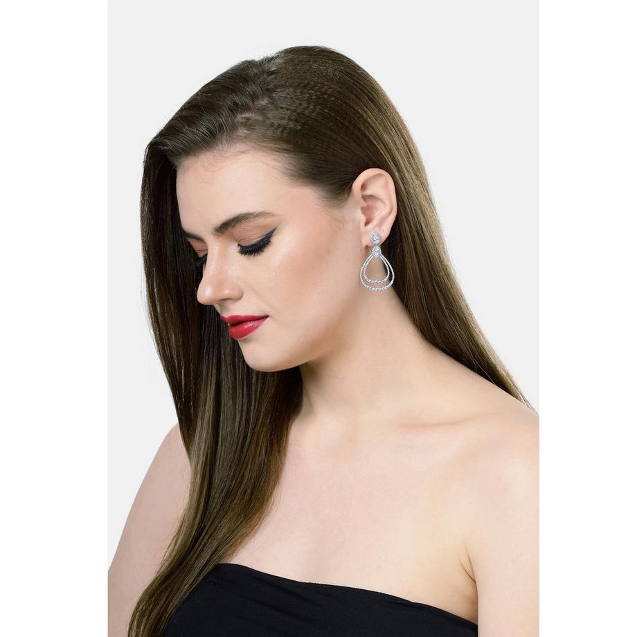 AVANT-GARDE PARIS  Silberne Doppel-Creolen-Hängeohrringe 