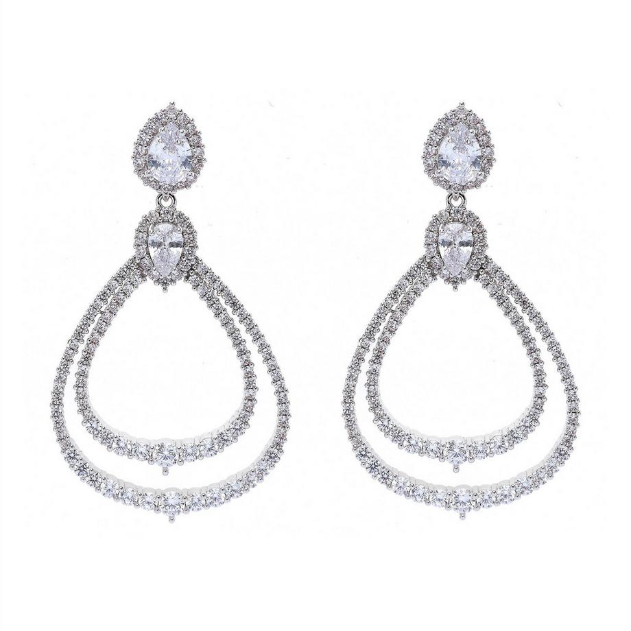 Silberne Doppel-Creolen-Hängeohrringe