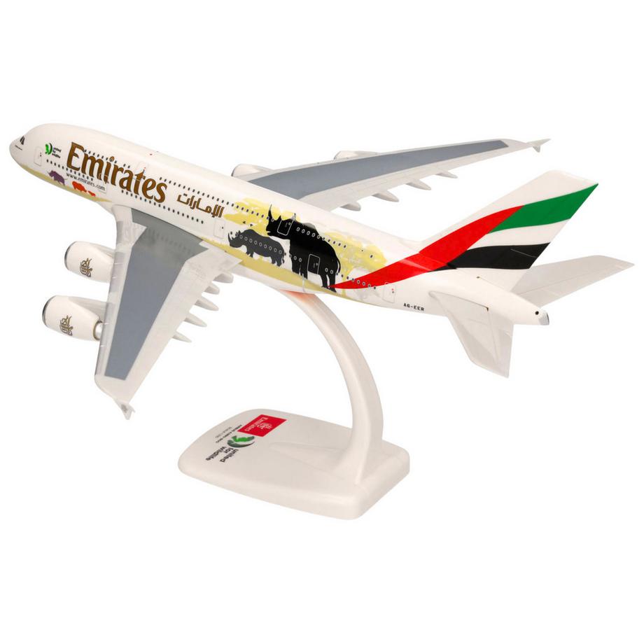 Herpa  Snap-Fit Flugzeugmodell Emirates Airbus A380-800 United for Wildlife (1:250) 