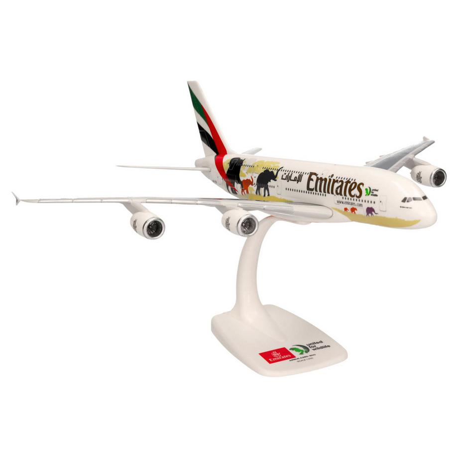 Herpa  Snap-Fit Flugzeugmodell Emirates Airbus A380-800 United for Wildlife (1:250) 