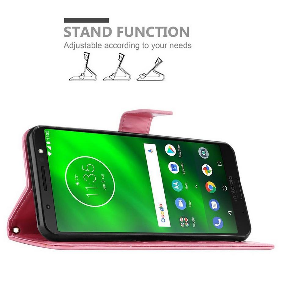 Cadorabo  Housse compatible avec Motorola MOTO G6 PLUS - Coque de protection au design floral avec fermeture magnétique, fonction de support et emplacements pour cartes 