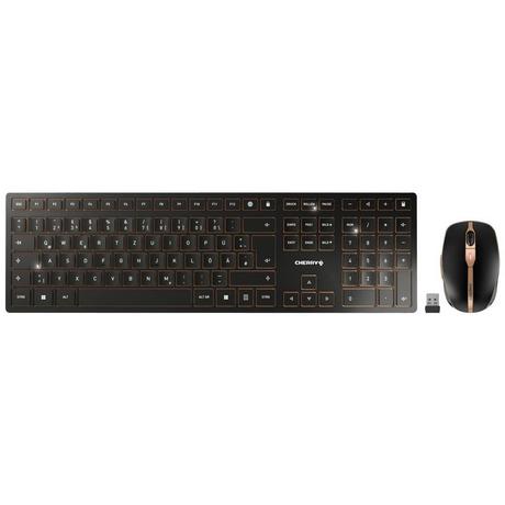 Cherry  DW 9100 Slim, Deutsches Layout, QWERTZ Tastatur, kabellose Tastatur- und Maus set -bronze 