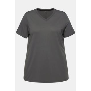 Ulla Popken  T-shirt technique, antibactérien, col en V et manches courtes 