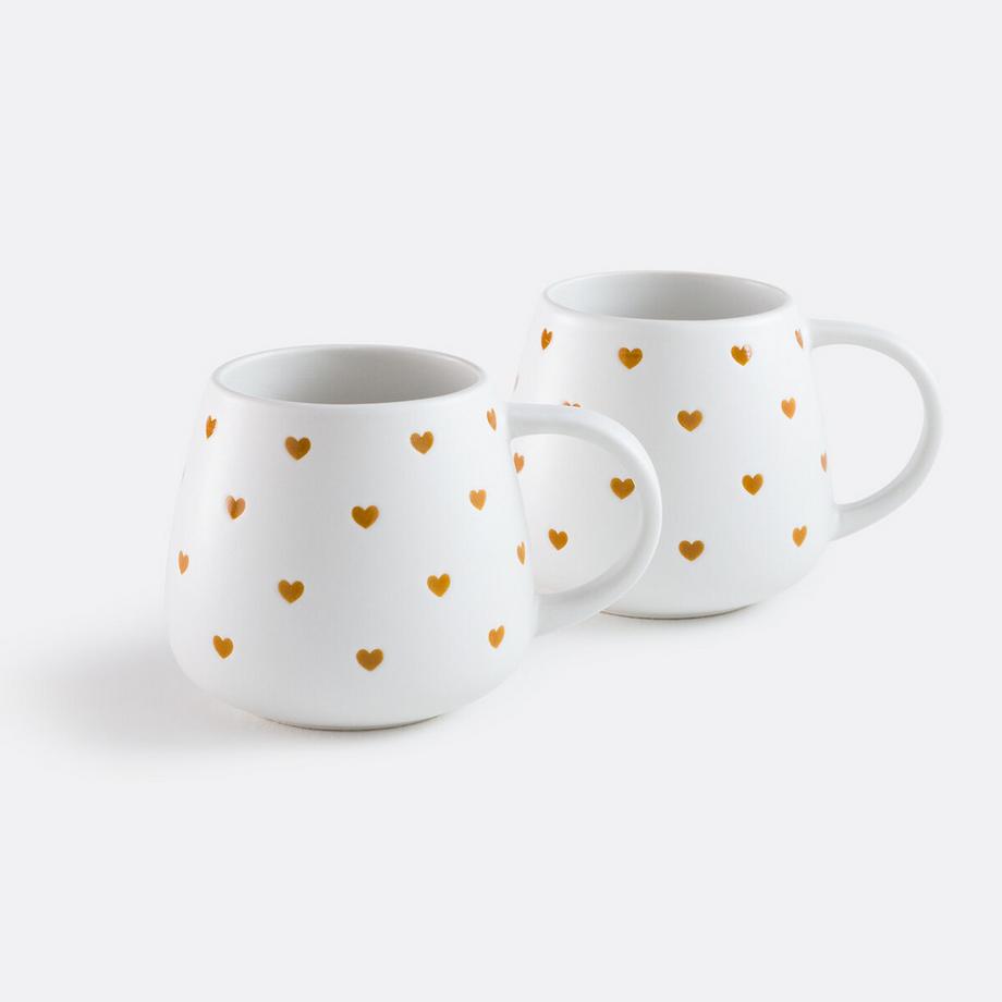 Set aus 2 Tassen mit Herzdruck