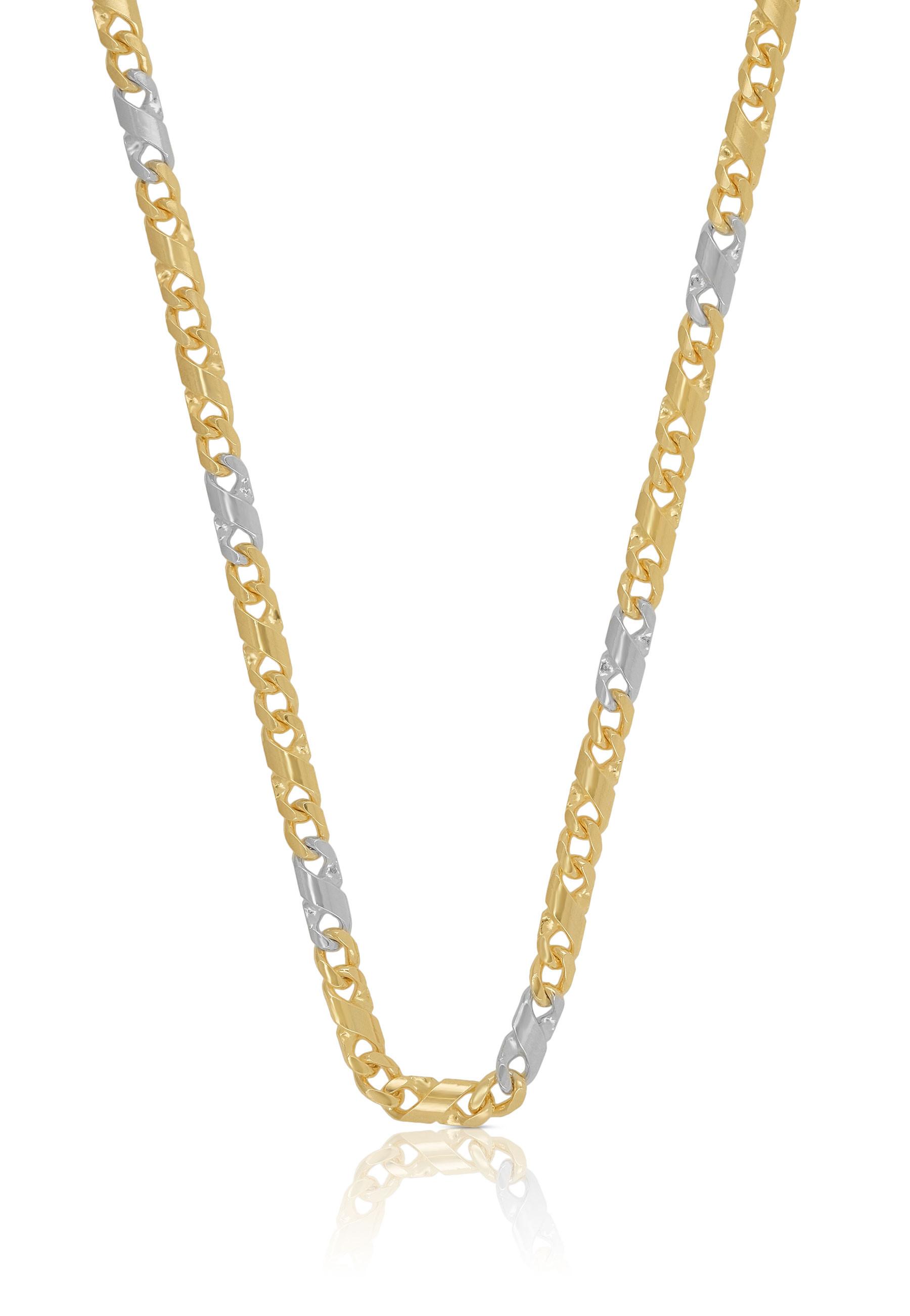 MUAU Schmuck  Collier 8er-Kette Bicolor Gelb-/Weissgold 750, 3.2mm, 55cm 