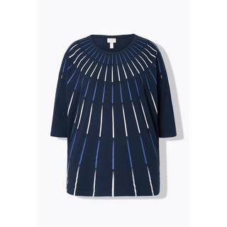 Ulla Popken  T-shirt oversize en coton bio, col rond et manches 3/4 