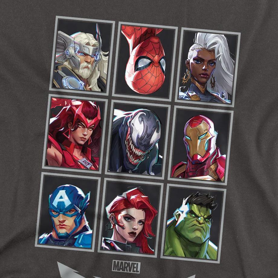 MARVEL T-Shirt Manches Longues avec Motif Grille de Personnages  
