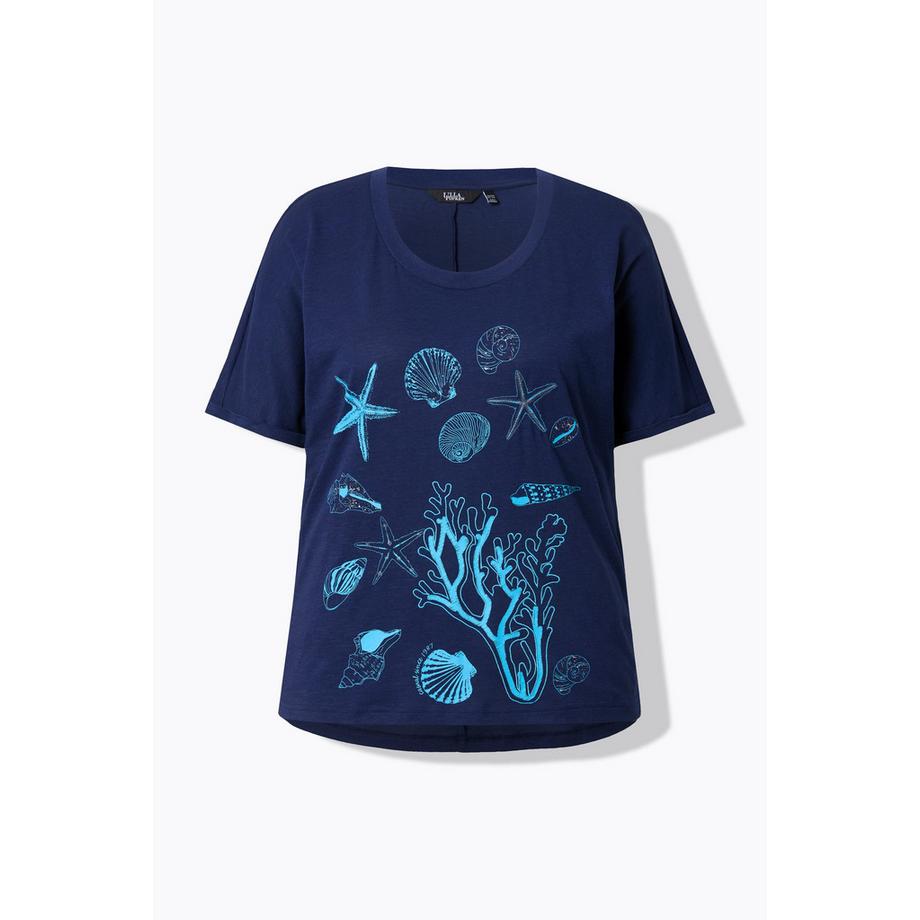Ulla Popken Oversized Rundhals Halbarm T-Shirt Meerestiere Print  