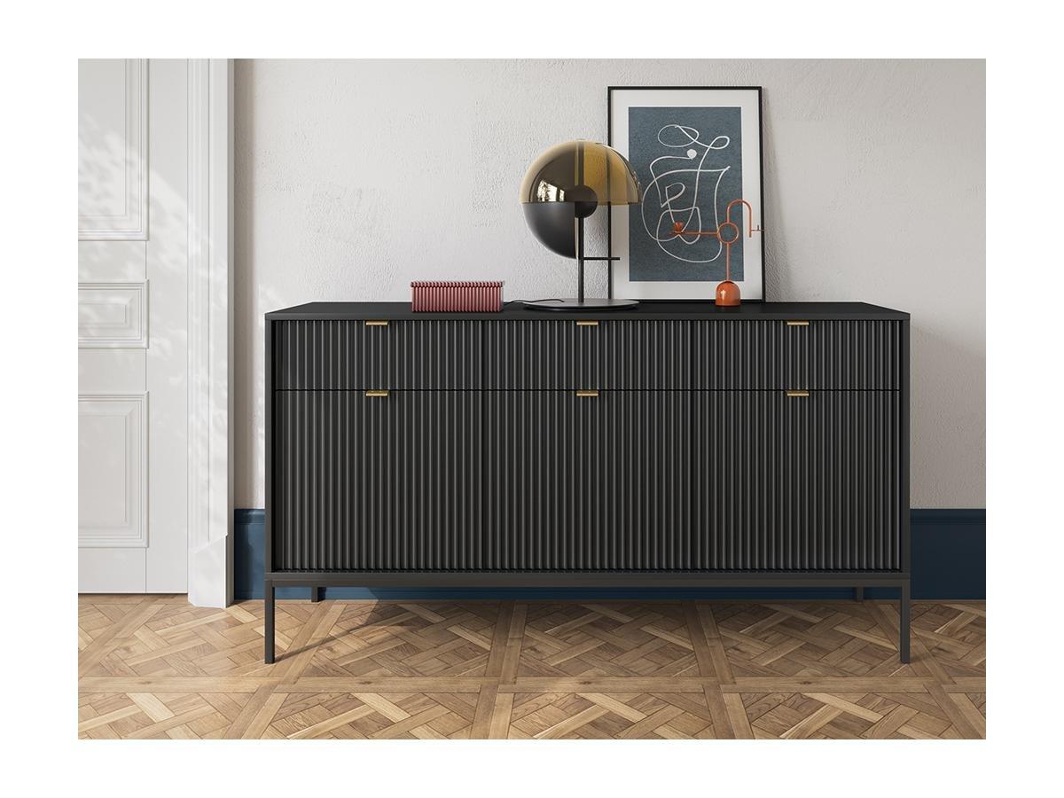 Vente-unique  Set credenza e mobile TV nero Soggiorno moderno - LIOUBA 