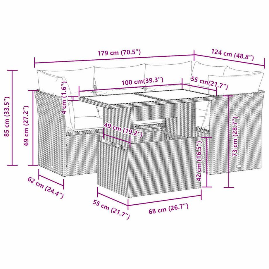 VidaXL Ensemble de canapés de jardin rotin synthétique  