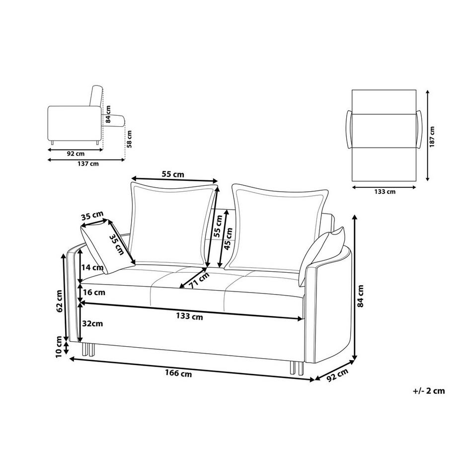 Beliani Schlafsofa aus Stoff Rustikal HOVIN  
