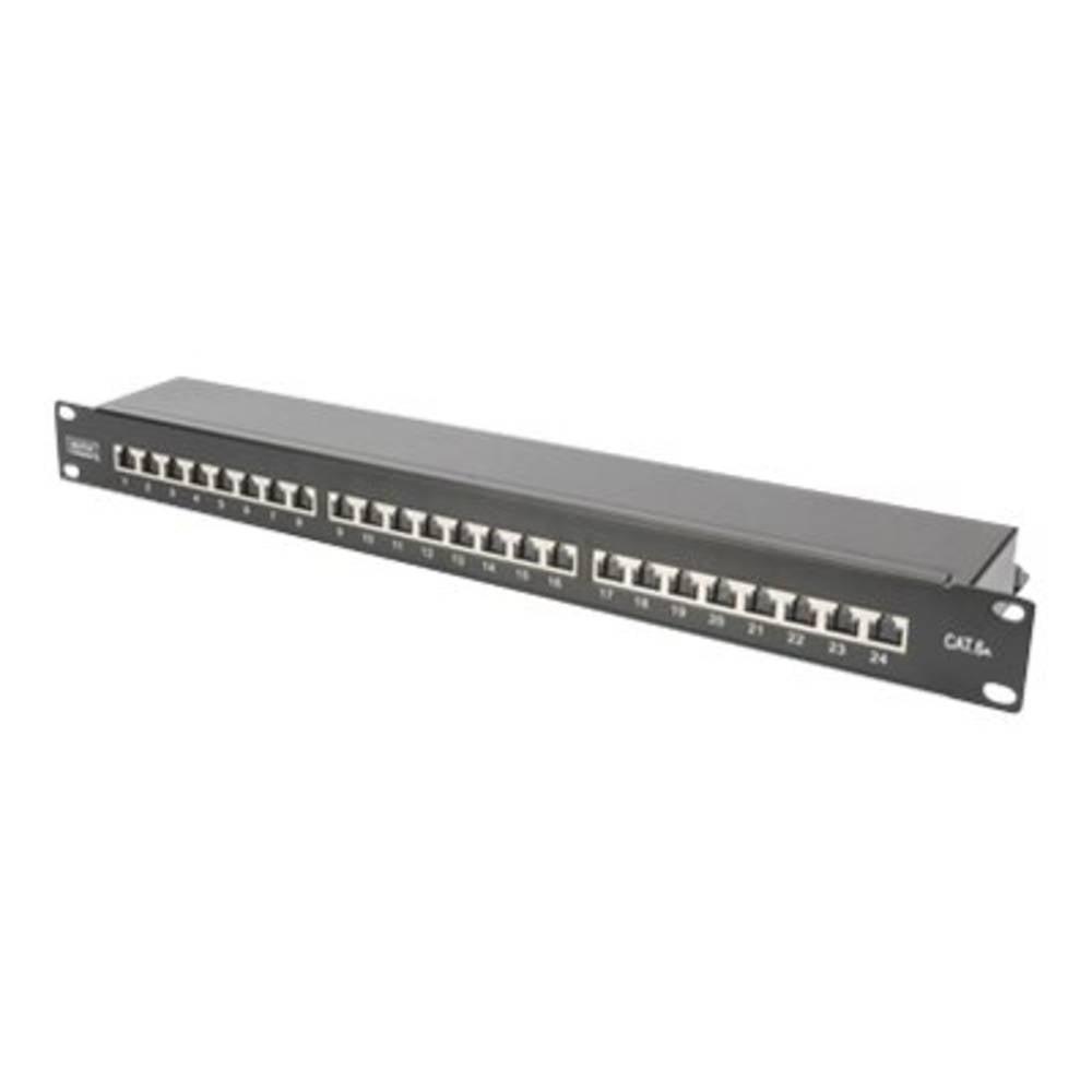 Digitus  19″ LSA Patch Panel, 24-Port, 1HE, CAT 6A Klasse EA, geschirmt, RJ45 (8P8C), Staubschutzkappen 