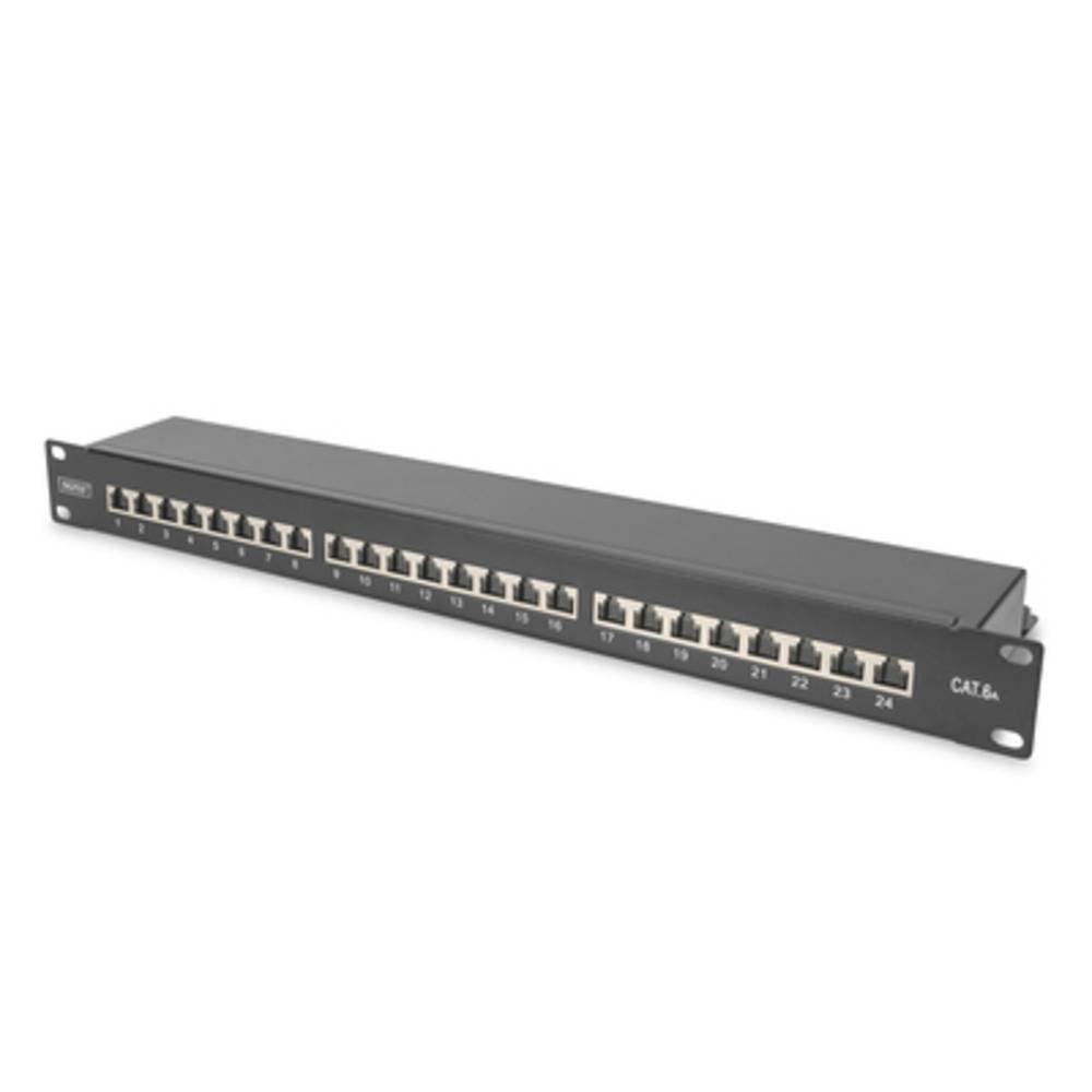 Digitus  19″ LSA Patch Panel, 24-Port, 1HE, CAT 6A Klasse EA, geschirmt, RJ45 (8P8C), Staubschutzkappen 