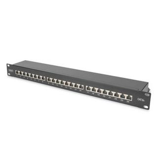 Digitus  19″ LSA Patch Panel, 24-Port, 1HE, CAT 6A Klasse EA, geschirmt, RJ45 (8P8C), Staubschutzkappen 