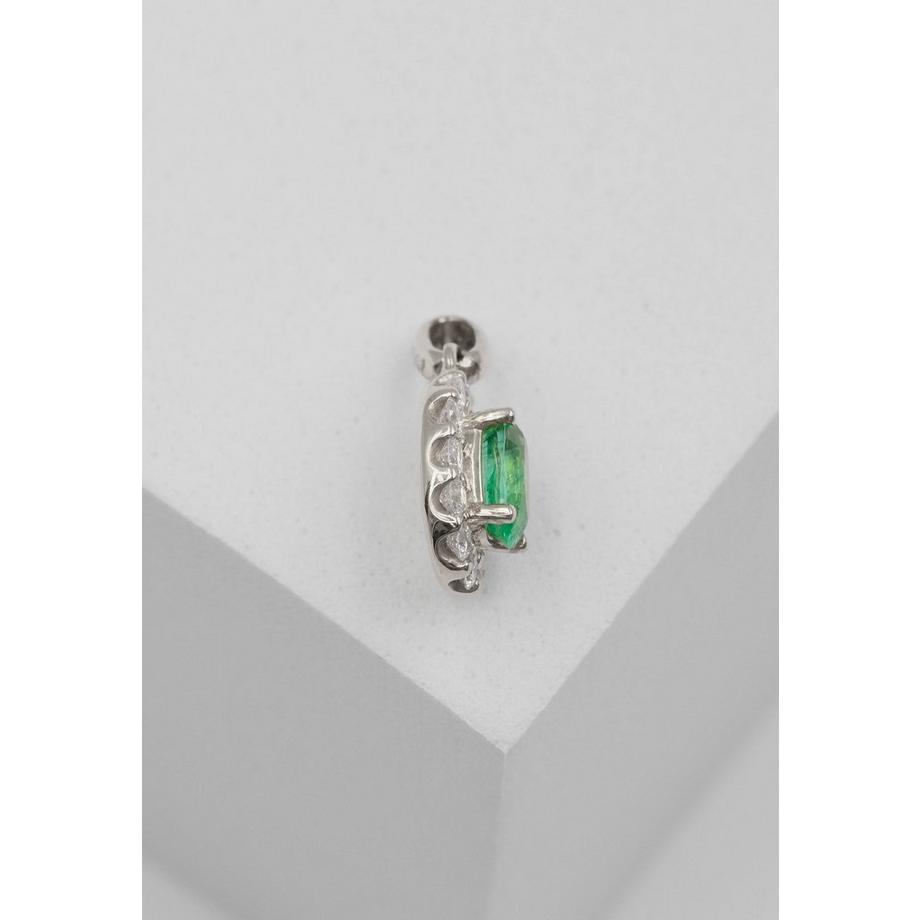 MUAU Schmuck  Anhänger Weissgold 750 Smaragd 0.50ct. Brillanten 0.23ct. 16x8mm 