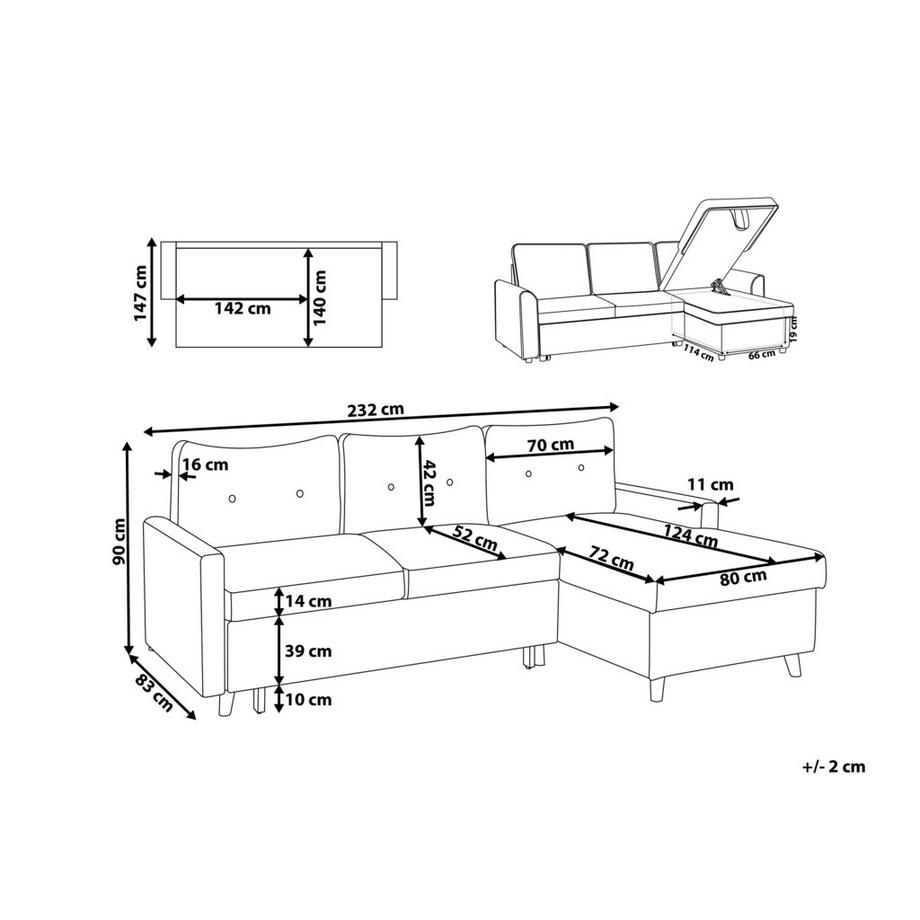 Beliani Canapé d'angle en Polyester Moderne FLAKK  