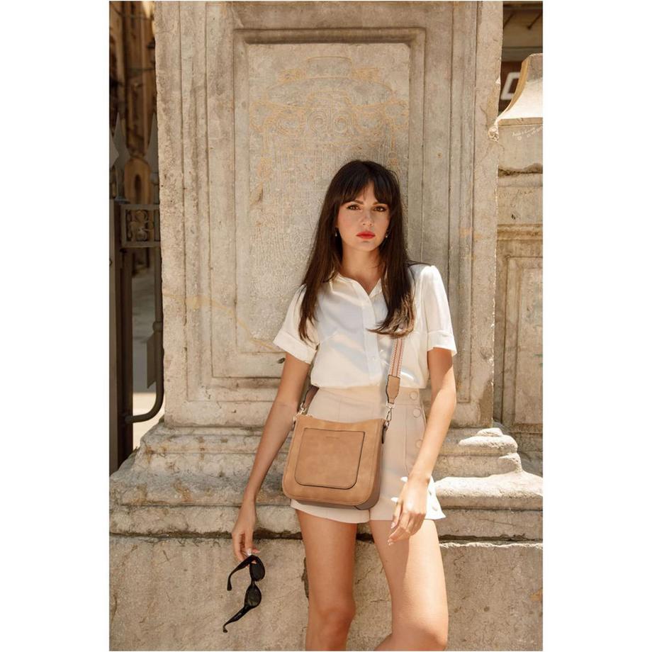 Only-bags.store PU Leder Umhängetasche mit verstellbarem farbigem Riemen  