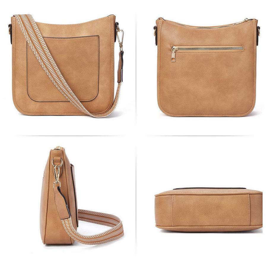 Only-bags.store PU Leder Umhängetasche mit verstellbarem farbigem Riemen  