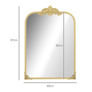 Northio  Miroir mural 60x87 cm miroir de salle de bain de style baroque miroir décoratif avec cadre en métal pour salon chambre à coucher doré 