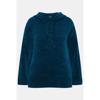 Ulla Popken  Sweat-shirt en maille chenille, capuche avec cordon de serrage, manches longues 