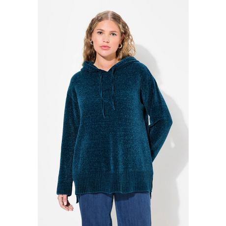 Ulla Popken  Sweat-shirt en maille chenille, capuche avec cordon de serrage, manches longues 