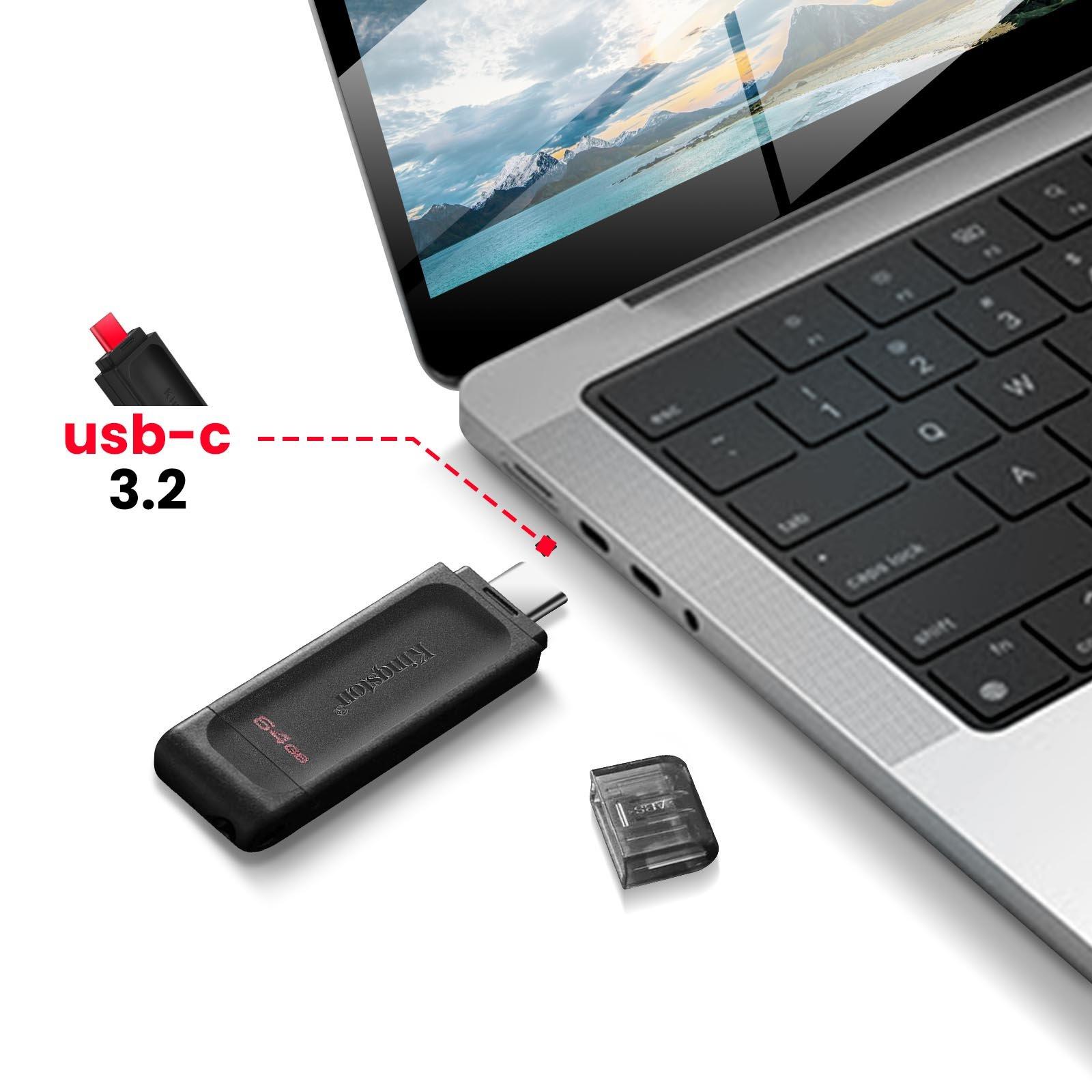 Kingston  Clé USB-C 3.2, Mémoire 64GB, Kingston 