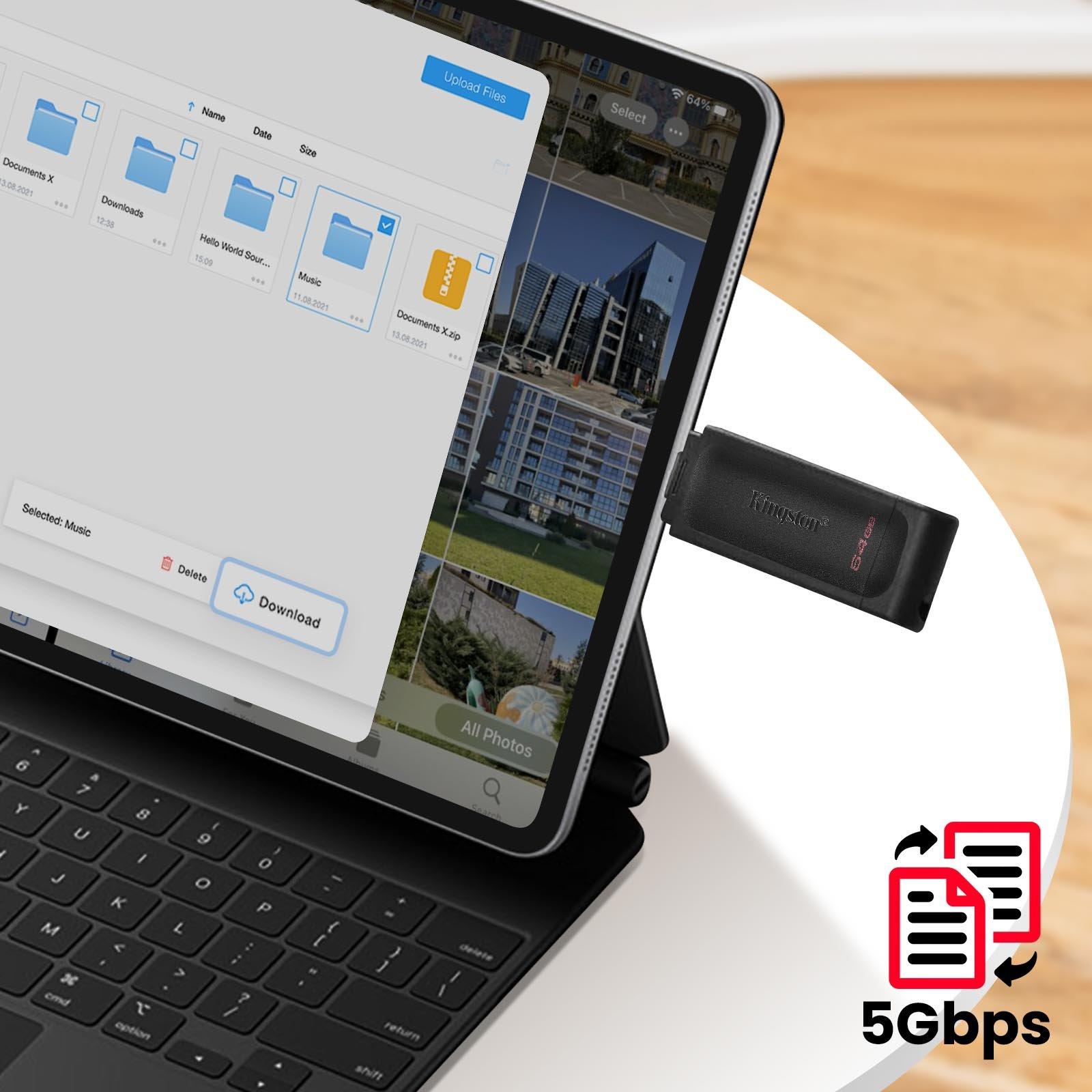 Kingston  Clé USB-C 3.2, Mémoire 64GB, Kingston 
