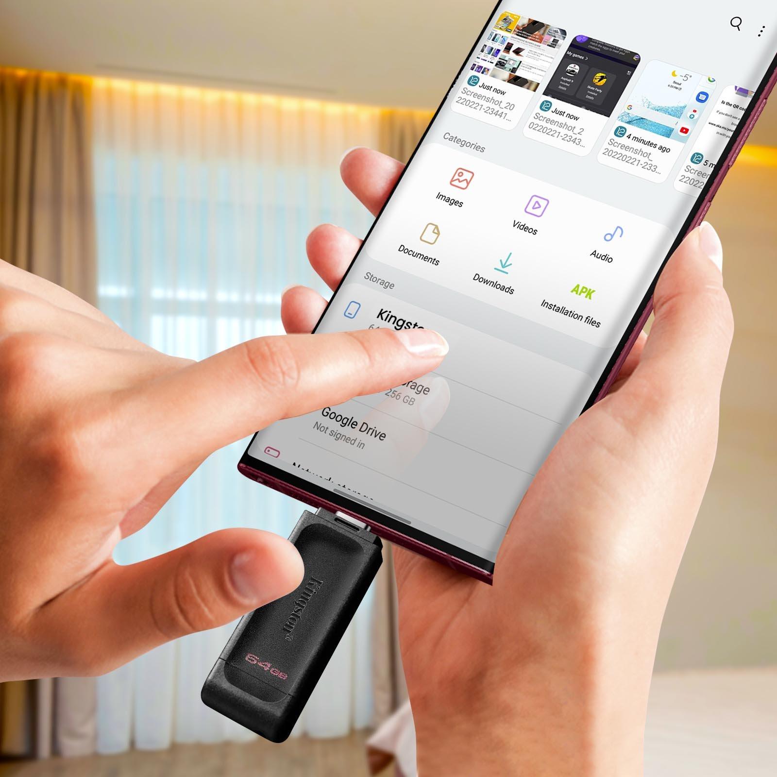 Kingston  Clé USB-C 3.2, Mémoire 64GB, Kingston 