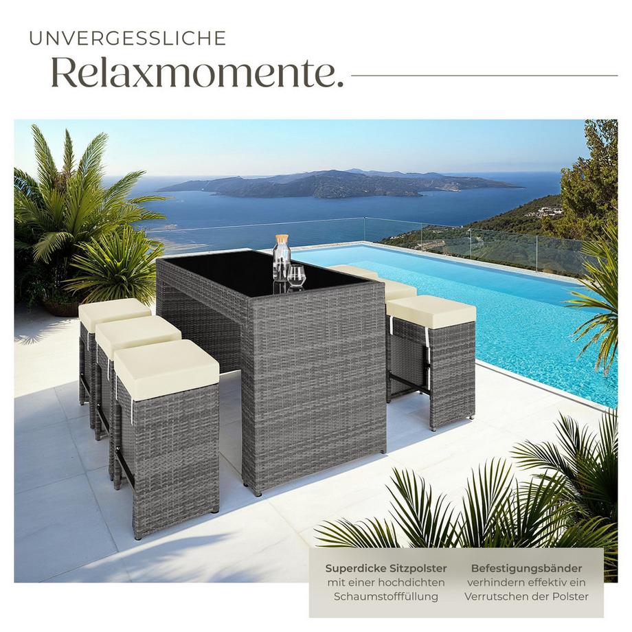 Tectake Aluminium Rattan Barset Ibiza wetterfest und UV-beständig Dicke der Sitzpolster 10 cm  