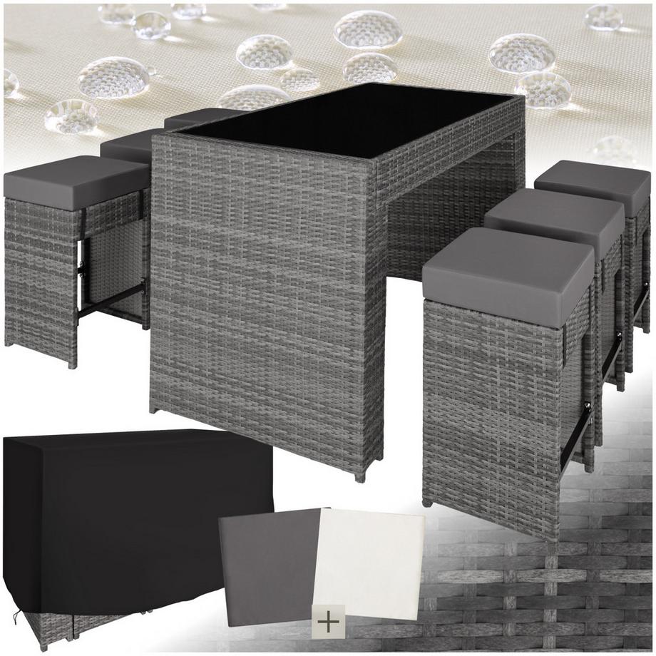 Aluminium Rattan Barset Ibiza wetterfest und UV-beständig Dicke der Sitzpolster 10 cm