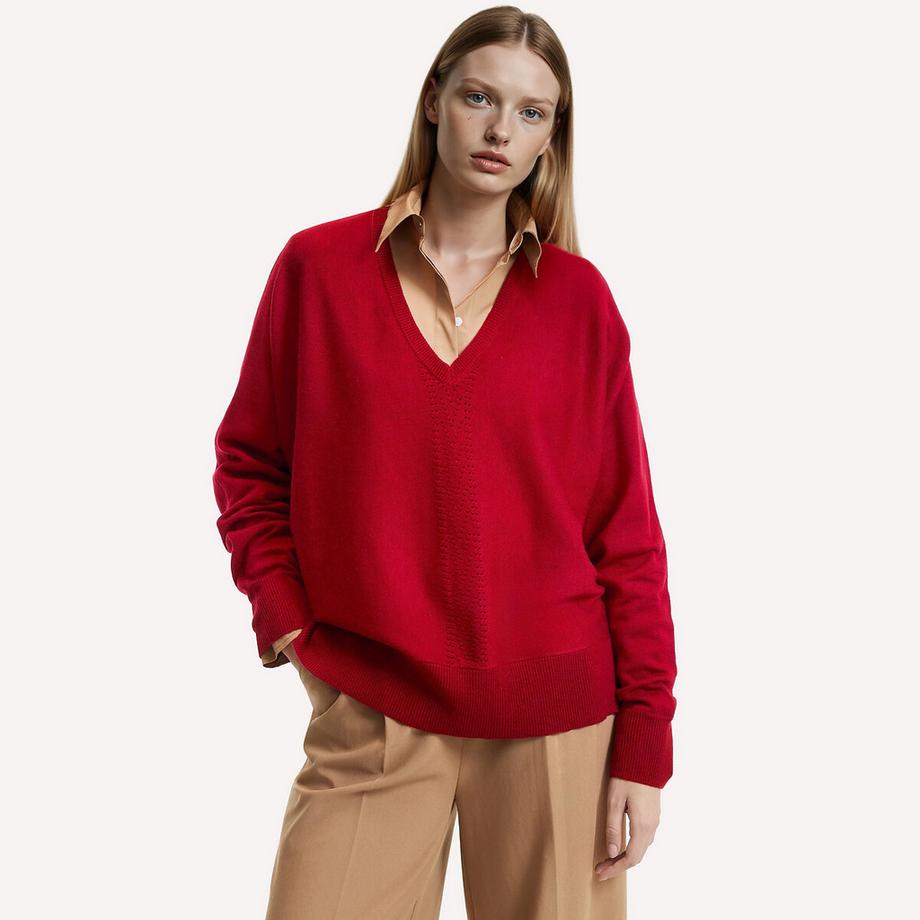 Pull col V en fine maille