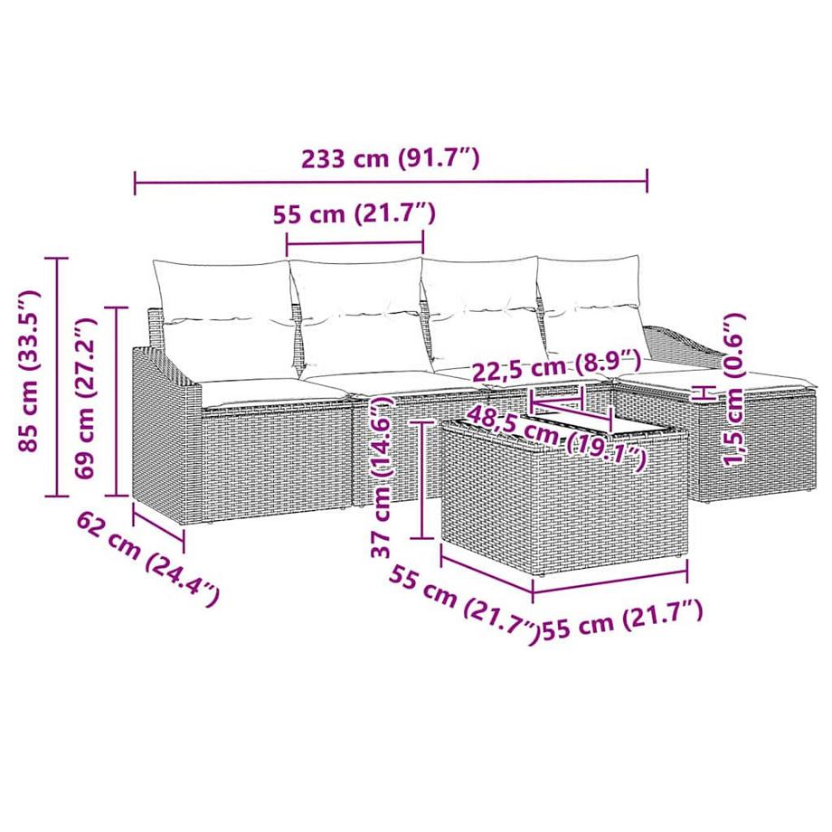 VidaXL Divano da giardino Polyrattan  
