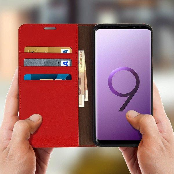 Avizar  Étui folio Cuir Rouge Galaxy S9 Plus 