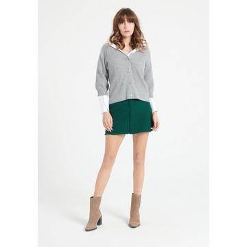 MIA 13 Cardigan manica corta con scollo a V - 100% cashmere