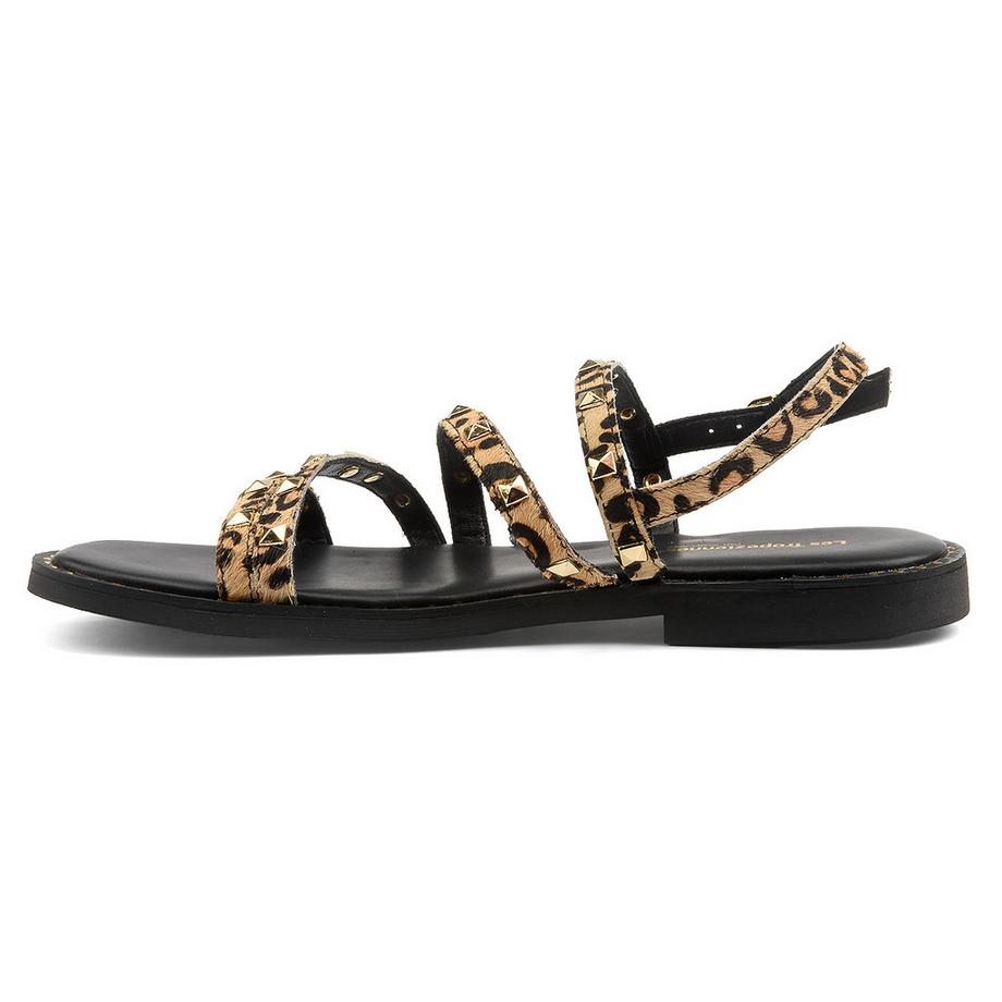 Les Tropeziennes Corabel Leopard Print Studded Sandales Plates  