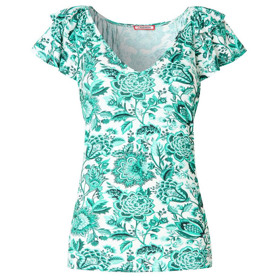Joe Browns Jersey-Oberteil V-Ausschnitt Rüschenärmel Blumenmuster  