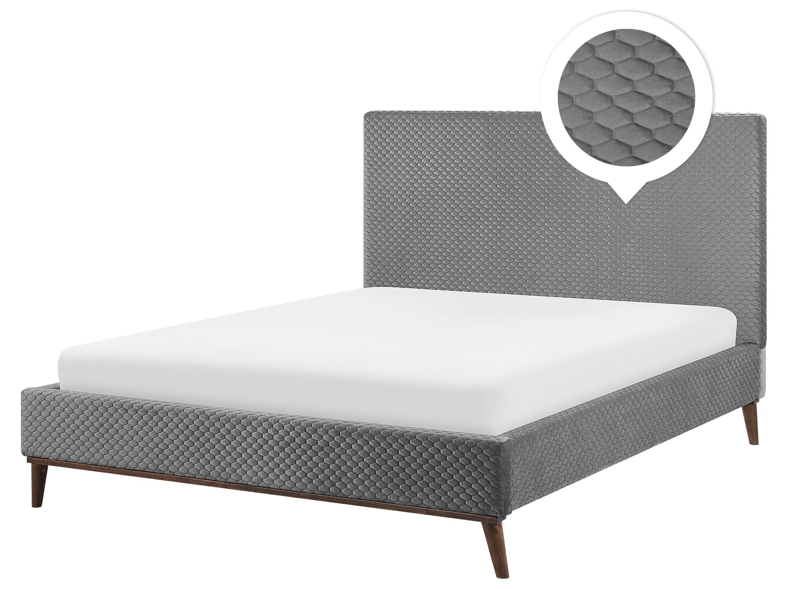 Beliani Letto con rete a doghe en Velluto Glamour BAYONNE  